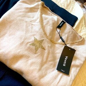 NWT⭐️pretty taupe Italian sweater by Venti6 with gold star⭐️⭐️brand new!